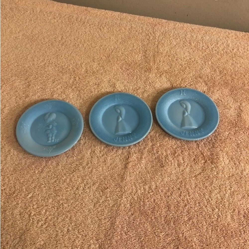 Vintage Vi Hunter Mosser Glass Jenny & Josh 4” Plates Lot of 3